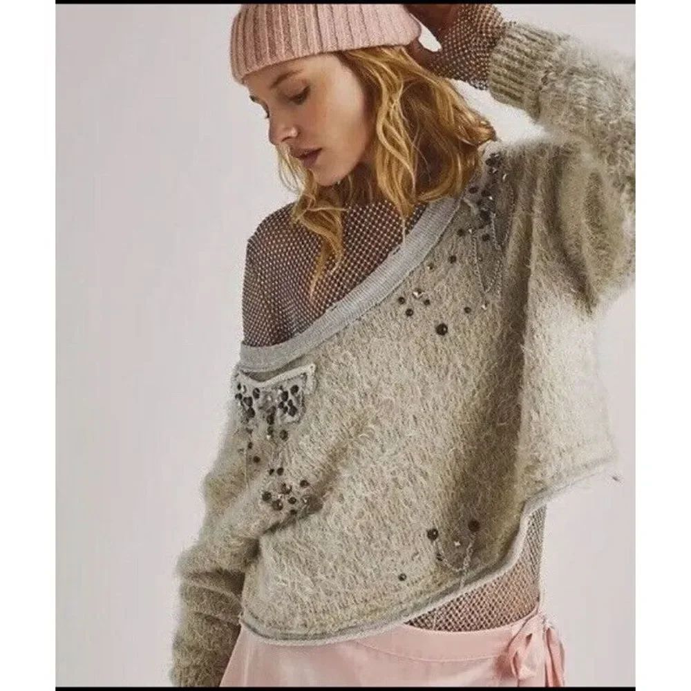 Free People Glam Embellished Pullover